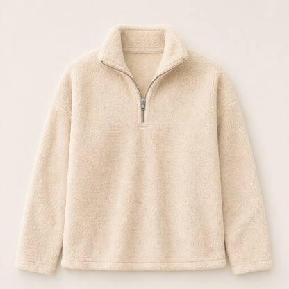 Morvelle – Felpa in Pile con Zip Corta Beige