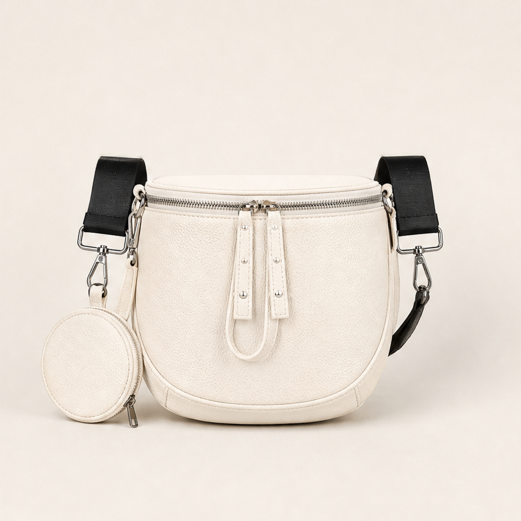 Serafina – Marsupio Grande con Tracolla e Porta Monete Beige