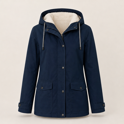 Calorra – Giacca Imbottita con Cappuccio in Sherpa Navy