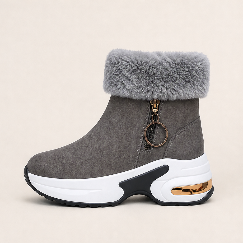 Nevalia – Stivaletti da Neve Antiscivolo con Pelliccia Grey