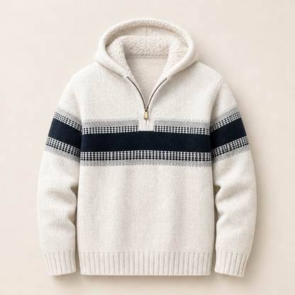 Calveno – Felpa con Cappuccio Effetto Maglia Foderata Termica Cream