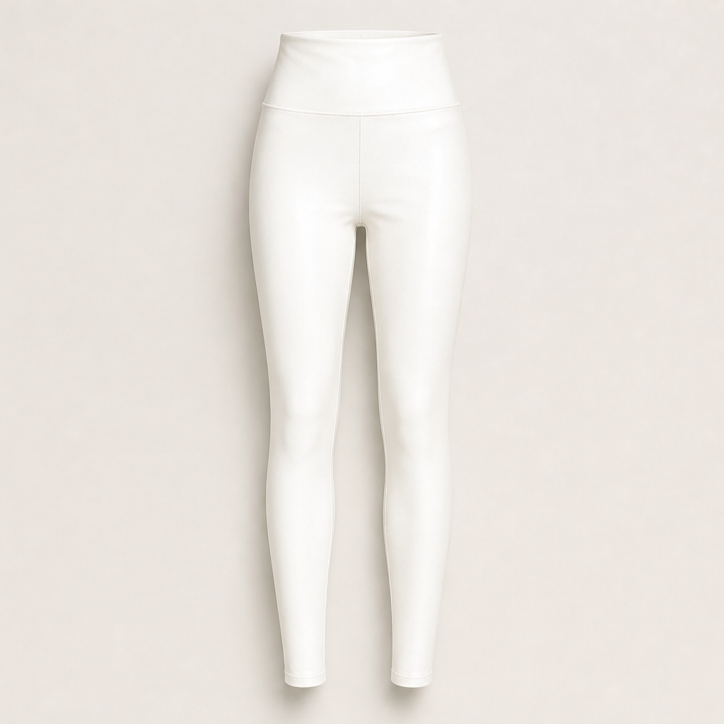 Velnora – Leggings in Ecopelle a Vita Alta White