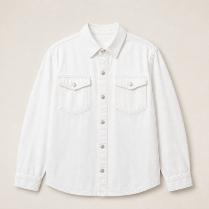 Vorano – Giacca-Camicia Oversize in Denim White