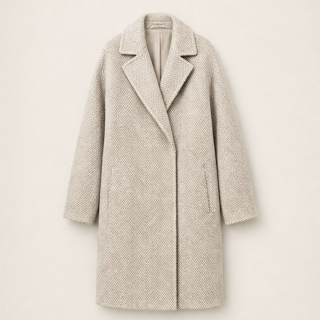 Valbrina – Cappotto Oversize in Fischgrät Beige