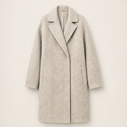 Valbrina – Cappotto Oversize in Fischgrät Beige