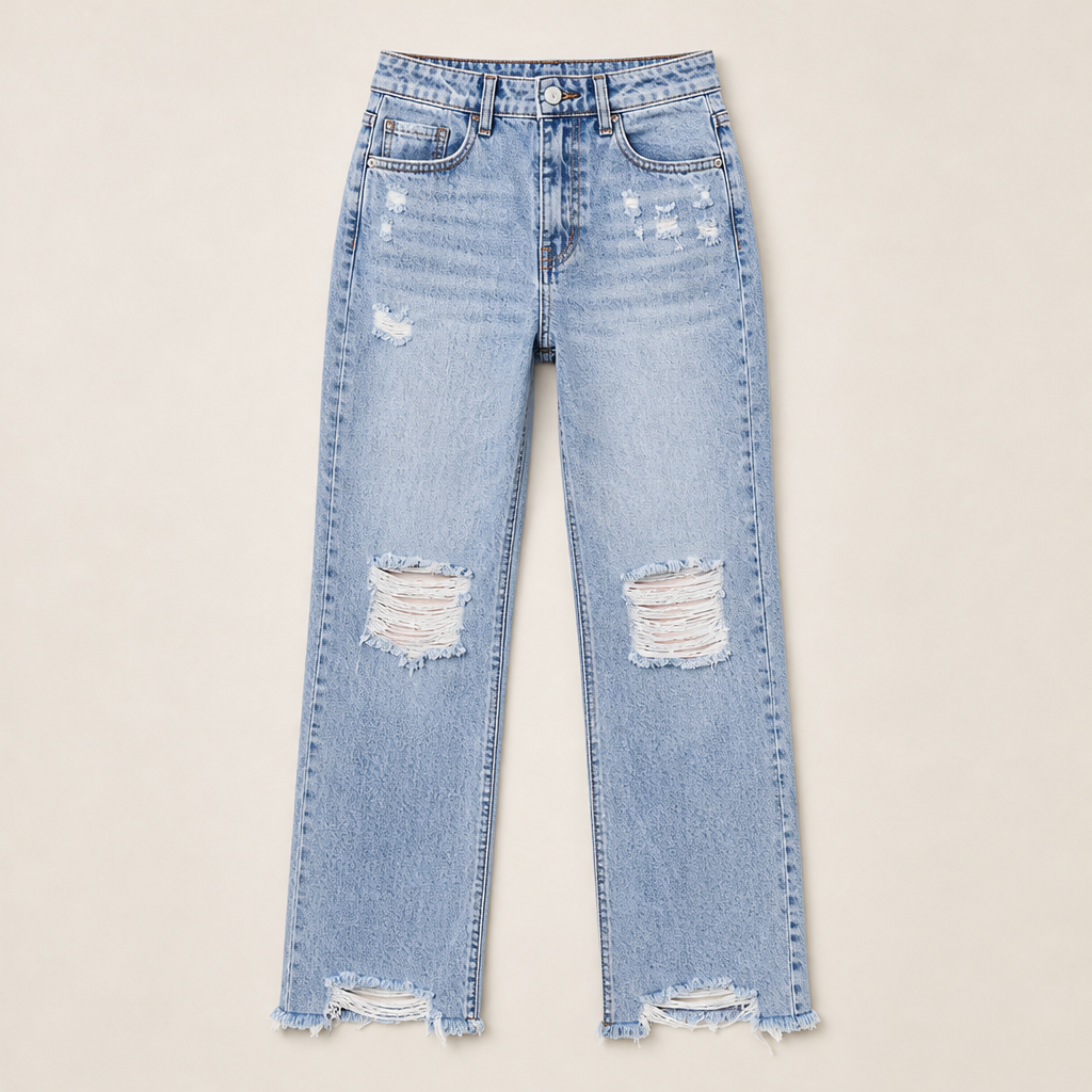 Vareluna – Jeans Strappati Effetto Vintage Light Blue