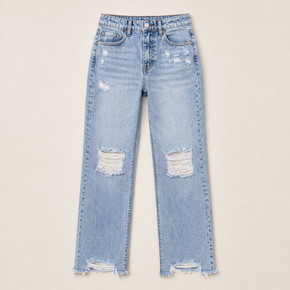 Vareluna – Jeans Strappati Effetto Vintage Light Blue