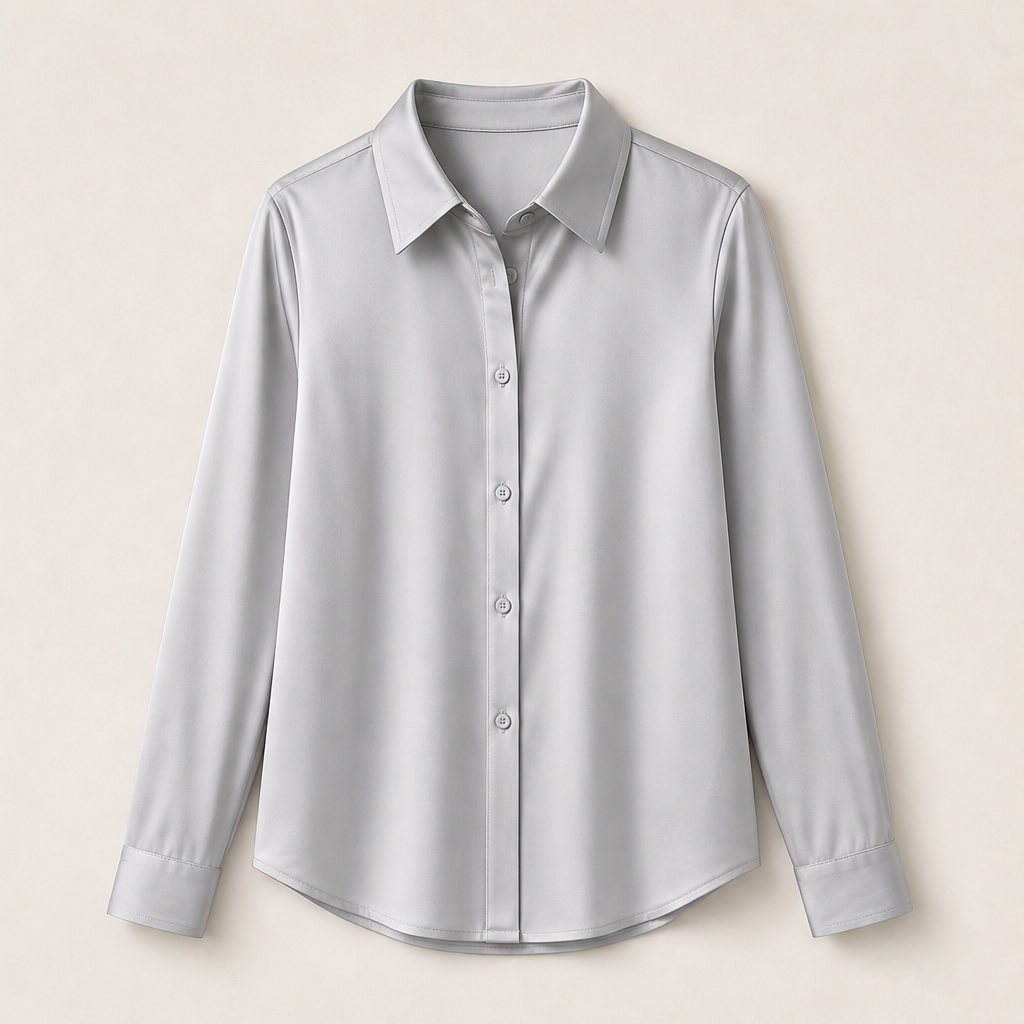 Serelia – Camicia in Raso con Bottoni Grey