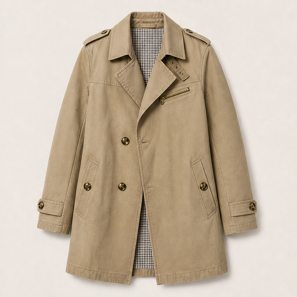 Milvora – Giacca Lunga in Cotone Lavato Beige