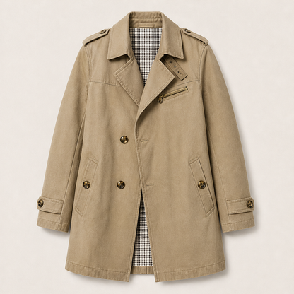 Milvora – Giacca Lunga in Cotone Lavato Beige