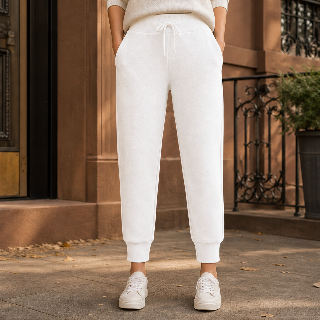 Morvinta – Pantaloni Jogger Cropped con Coulisse White