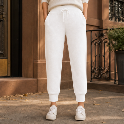 Morvinta – Pantaloni Jogger Cropped con Coulisse White