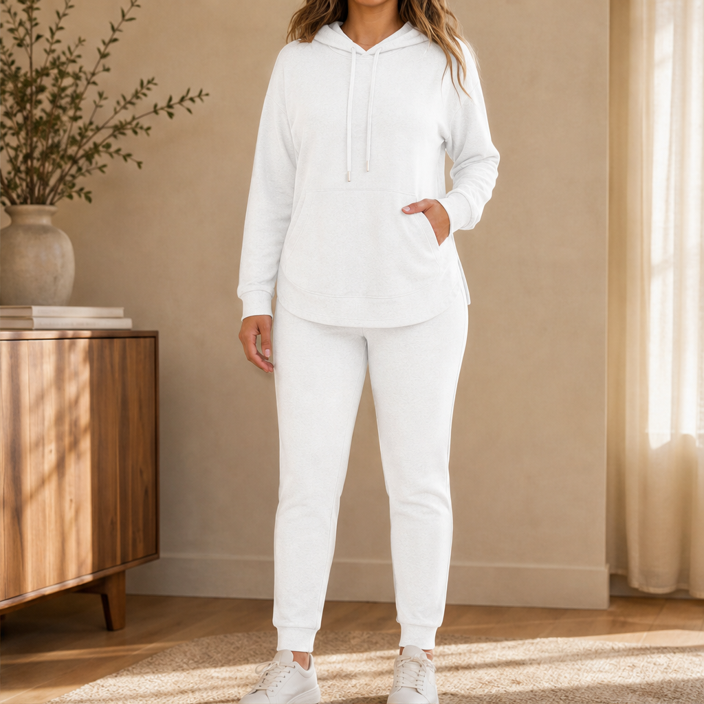 Morvetta – Tuta Comoda in Due Pezzi con Cappuccio White