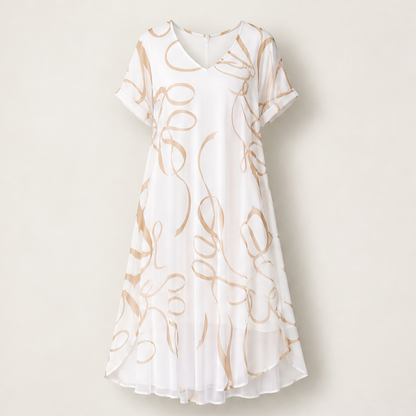 Verolena – Scollo a V Doppio Strato Vestito Midi White