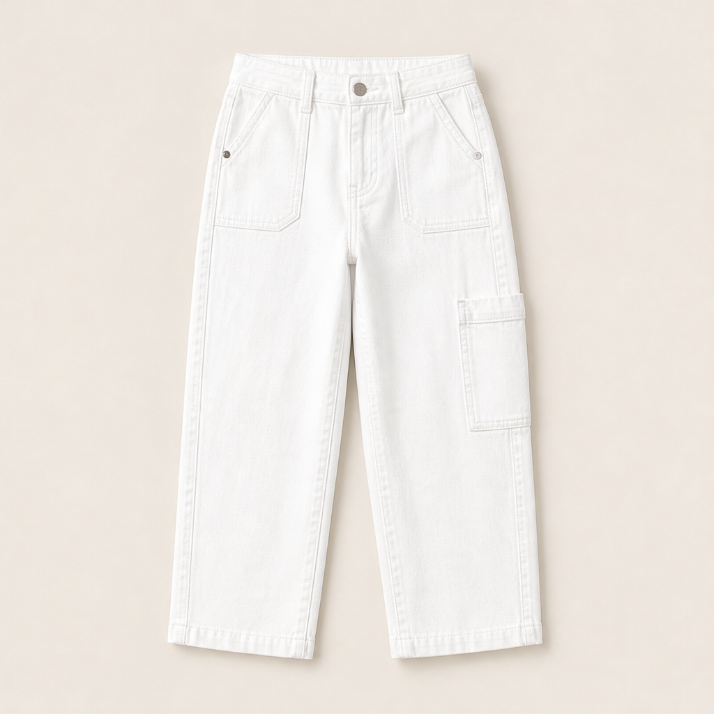 Barolyn – Jeans Cropped Gamba Ampia Elasticizzati White