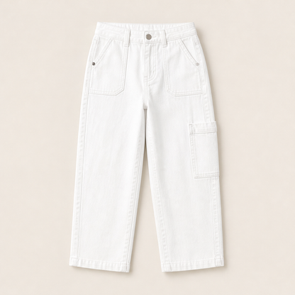 Barolyn – Jeans Cropped Gamba Ampia Elasticizzati White