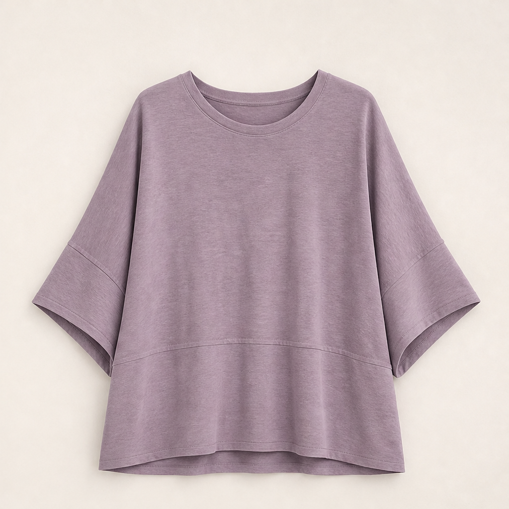 Vesolia – Top Girocollo Ampio a Manica Pipistrello Lavender