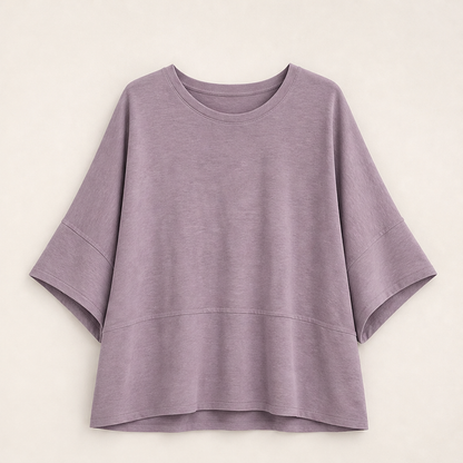 Vesolia – Top Girocollo Ampio a Manica Pipistrello Lavender
