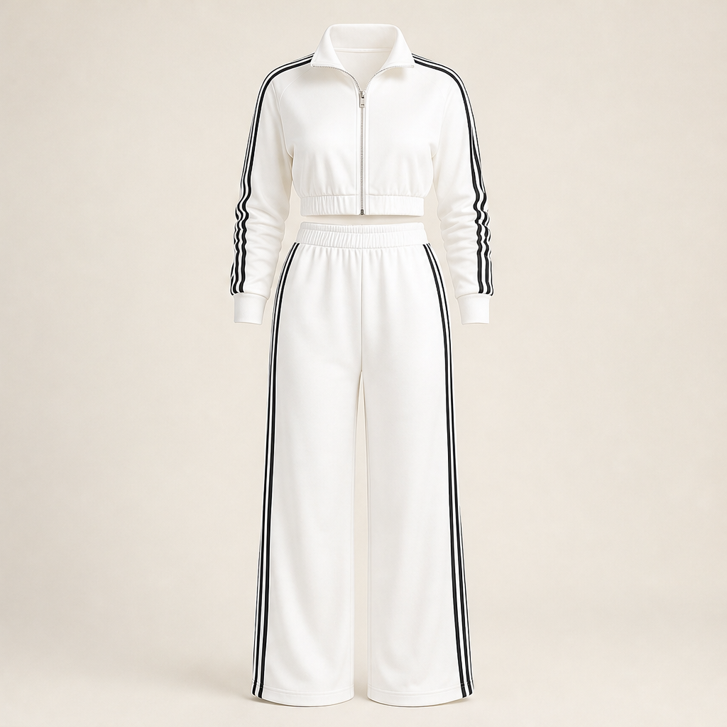 Vezano – Tuta Due Pezzi a Righe con Zip White