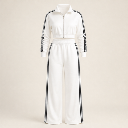 Vezano – Tuta Due Pezzi a Righe con Zip White