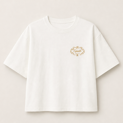 Corvalle – T-Shirt Boxy con Stampa Ricamata White