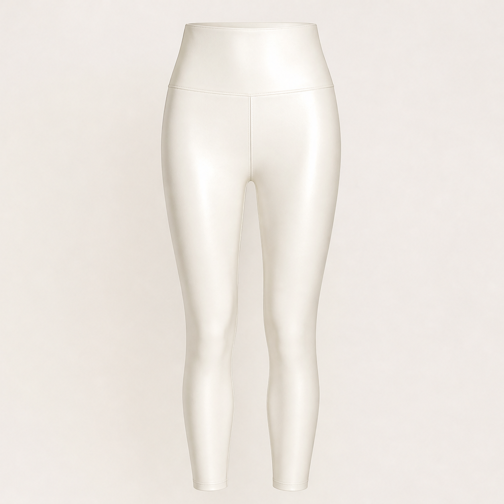 Calorra – Leggings in Ecopelle a Vita Alta con Foderina Termica White