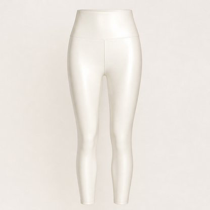Calorra – Leggings in Ecopelle a Vita Alta con Foderina Termica White