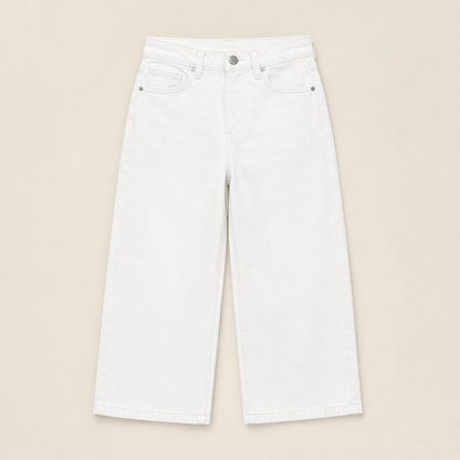 Vareska – Jeans Larghi Cropped a Vita Media White