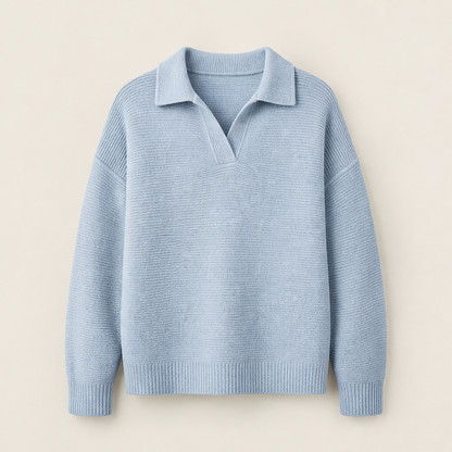 Novarello – Maglione Girocollo a Polo in Maglia Powder Blue