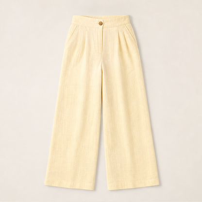Olandia – Pantaloni Dritti in Misto Lino Yellow