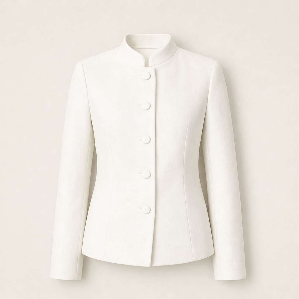 Valcera – Giacca Nehru in Lana Sartoriale White