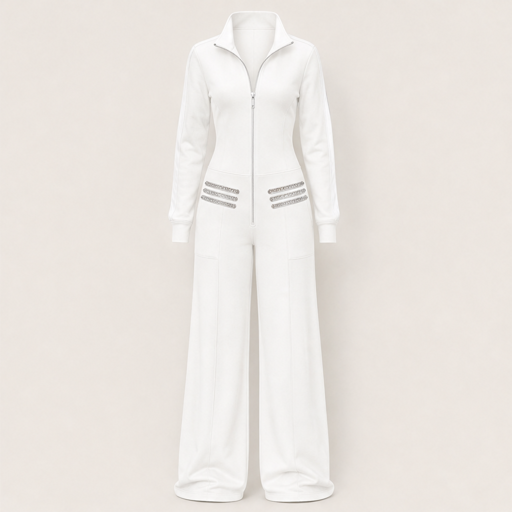 Voltera – Tuta Jumpsuit Militare in Felpa White