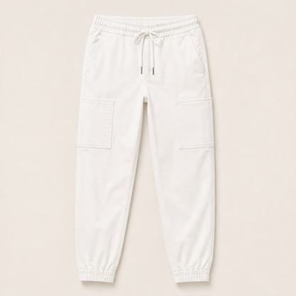 Movenza – Pantaloni Cargo Elasticizzati Jogger White