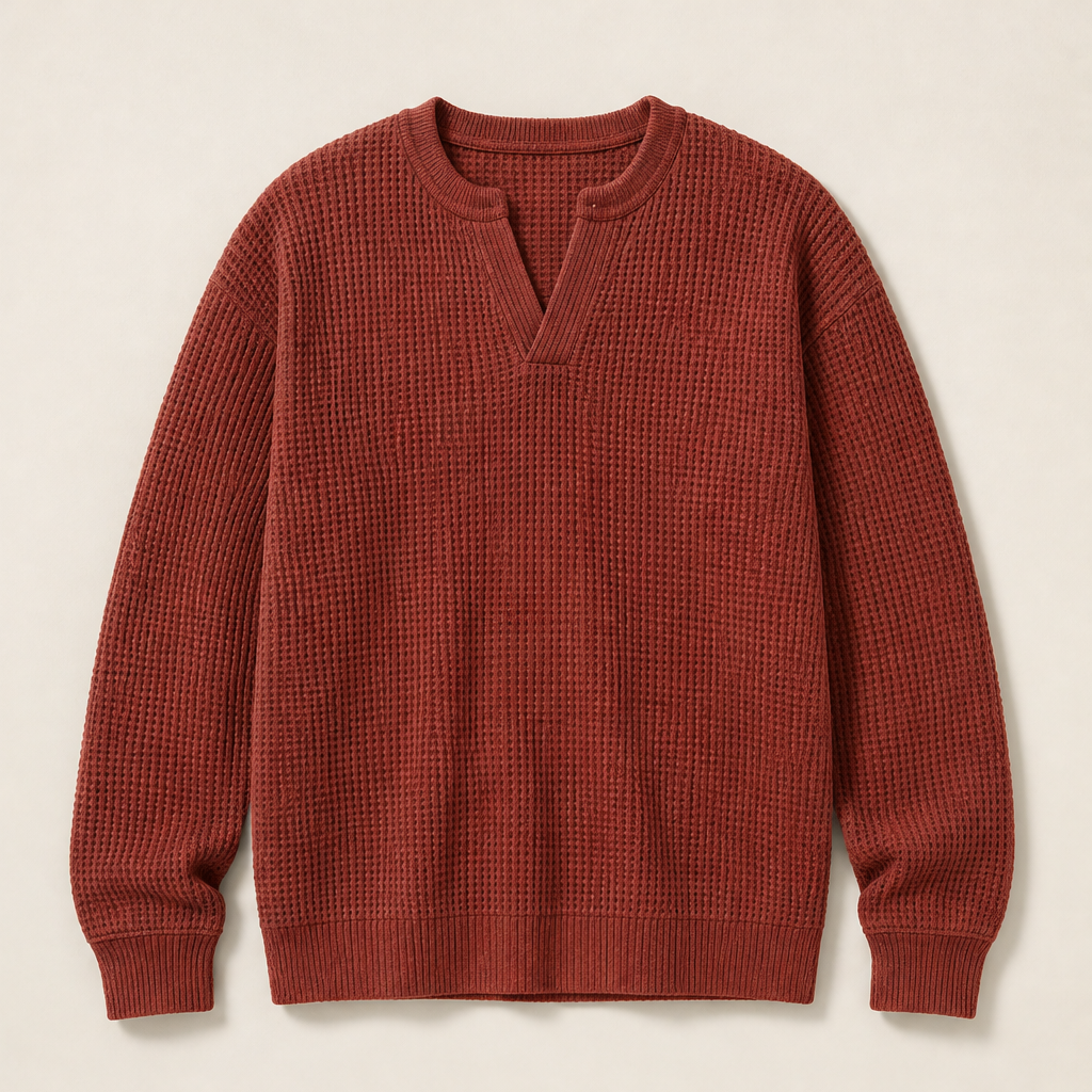 Vaffelo – Maglia a Maniche Lunghe Effetto Waffle Red