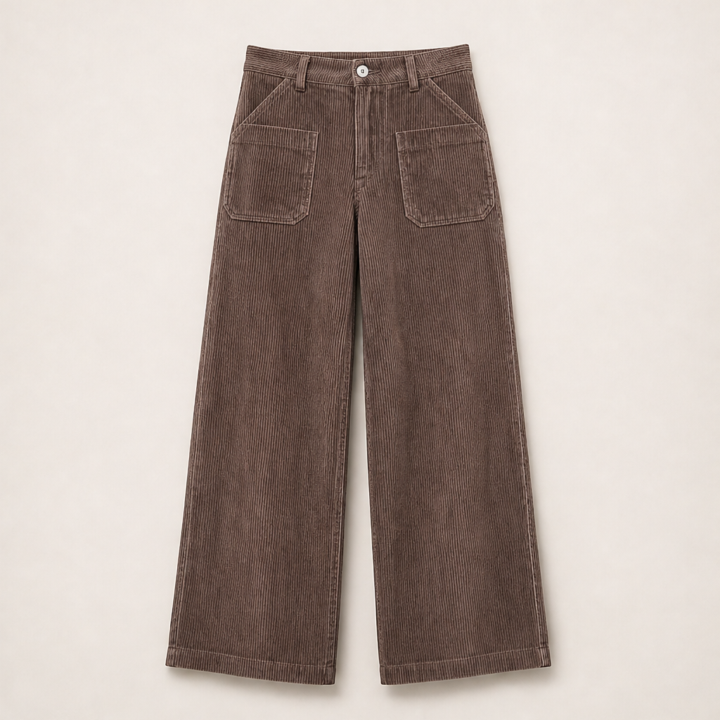 Velmora – Pantaloni a Vita Alta Gamba Larga Brown