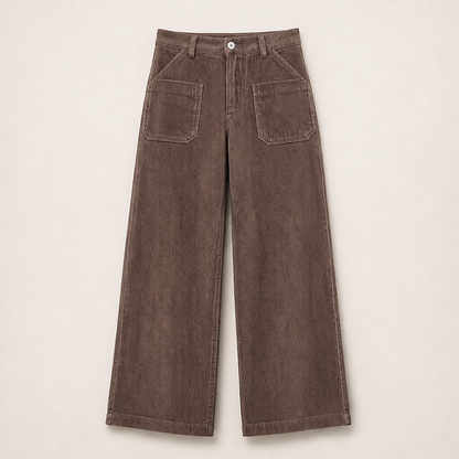Velmora – Pantaloni a Vita Alta Gamba Larga Brown