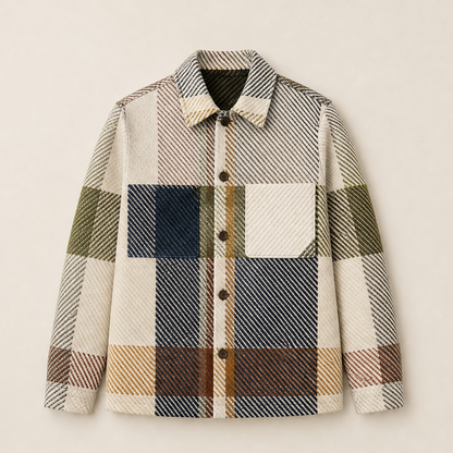 Calveno – Overshirt in Misto Lana a Quadri Oatmeal Multicolour Check