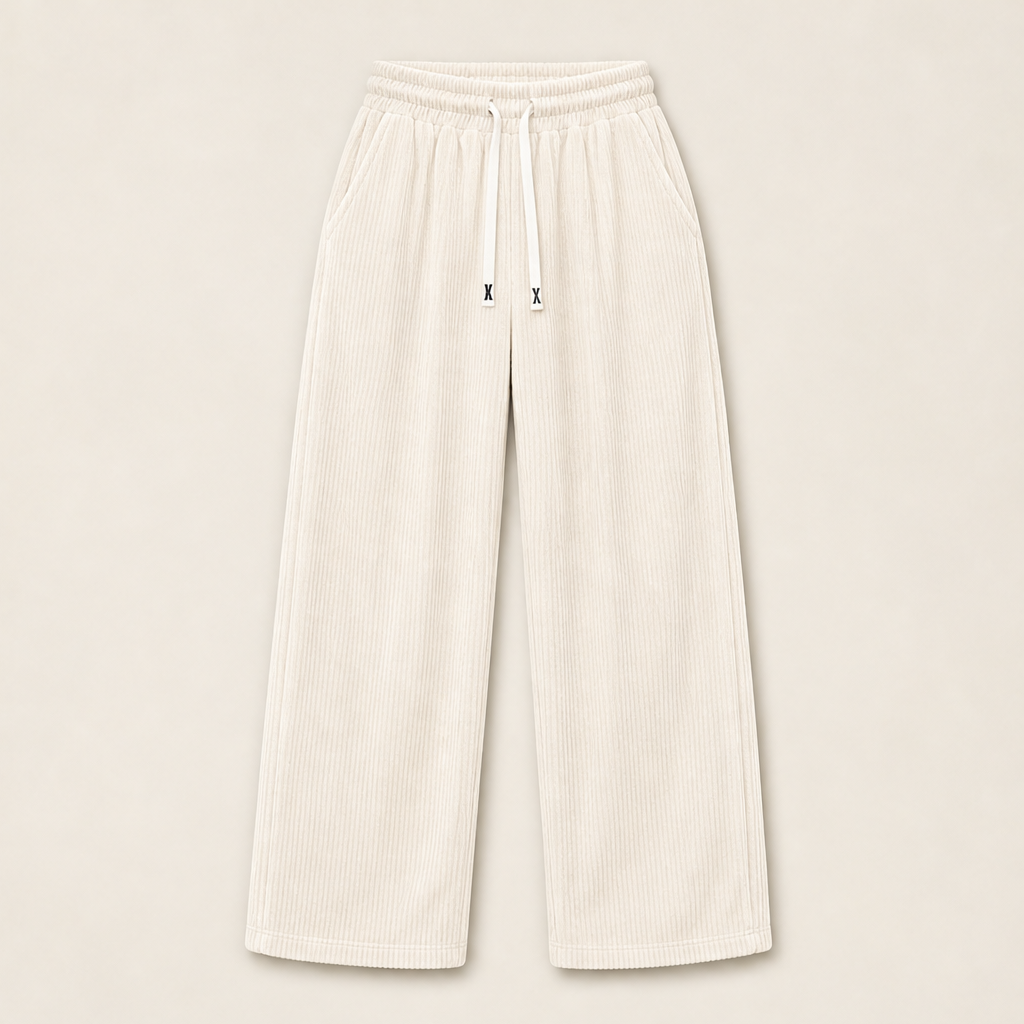 Corelio – Pantaloni Dritti in Velluto a Coste Beige