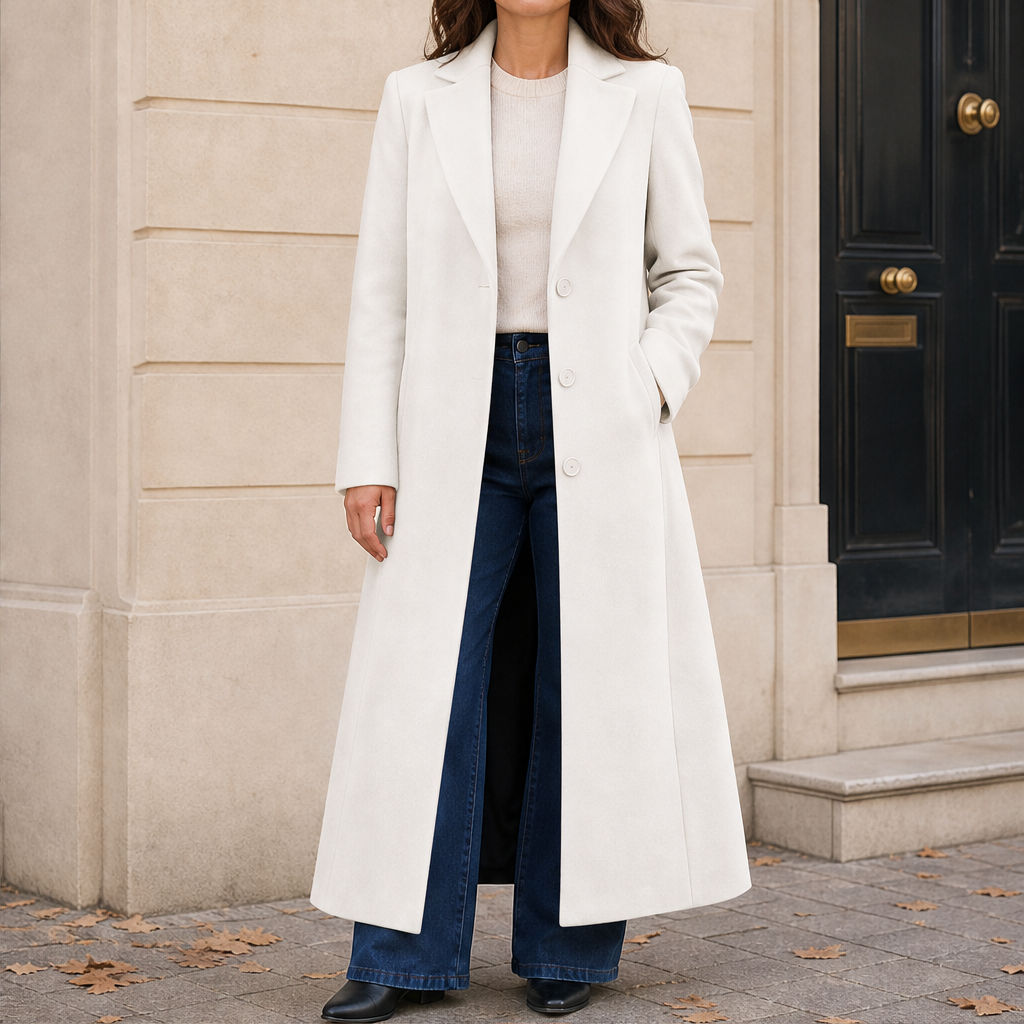 Varonnia – Cappotto Lungo in Misto Lana White