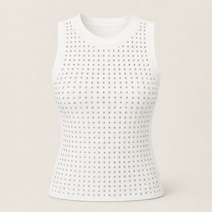 Lucenza – Canotta Aderente Strass Glitter White