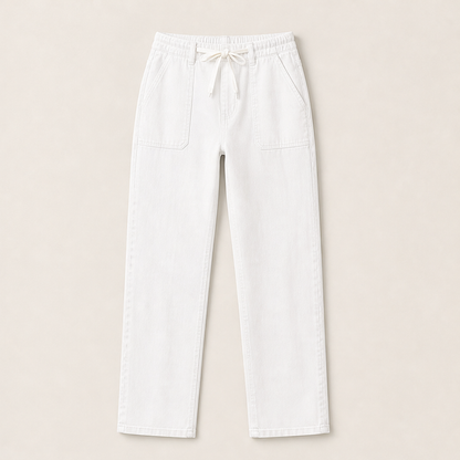 Denvara – Pantaloni Jogger in Denim con Coulisse White