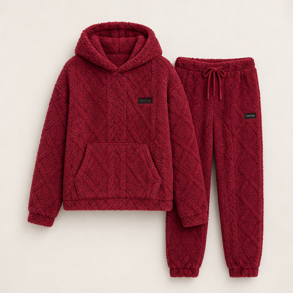 Morbento – Completo Felpa e Pantaloni Effetto Peluche Red
