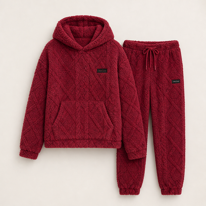 Morbento – Completo Felpa e Pantaloni Effetto Peluche Red