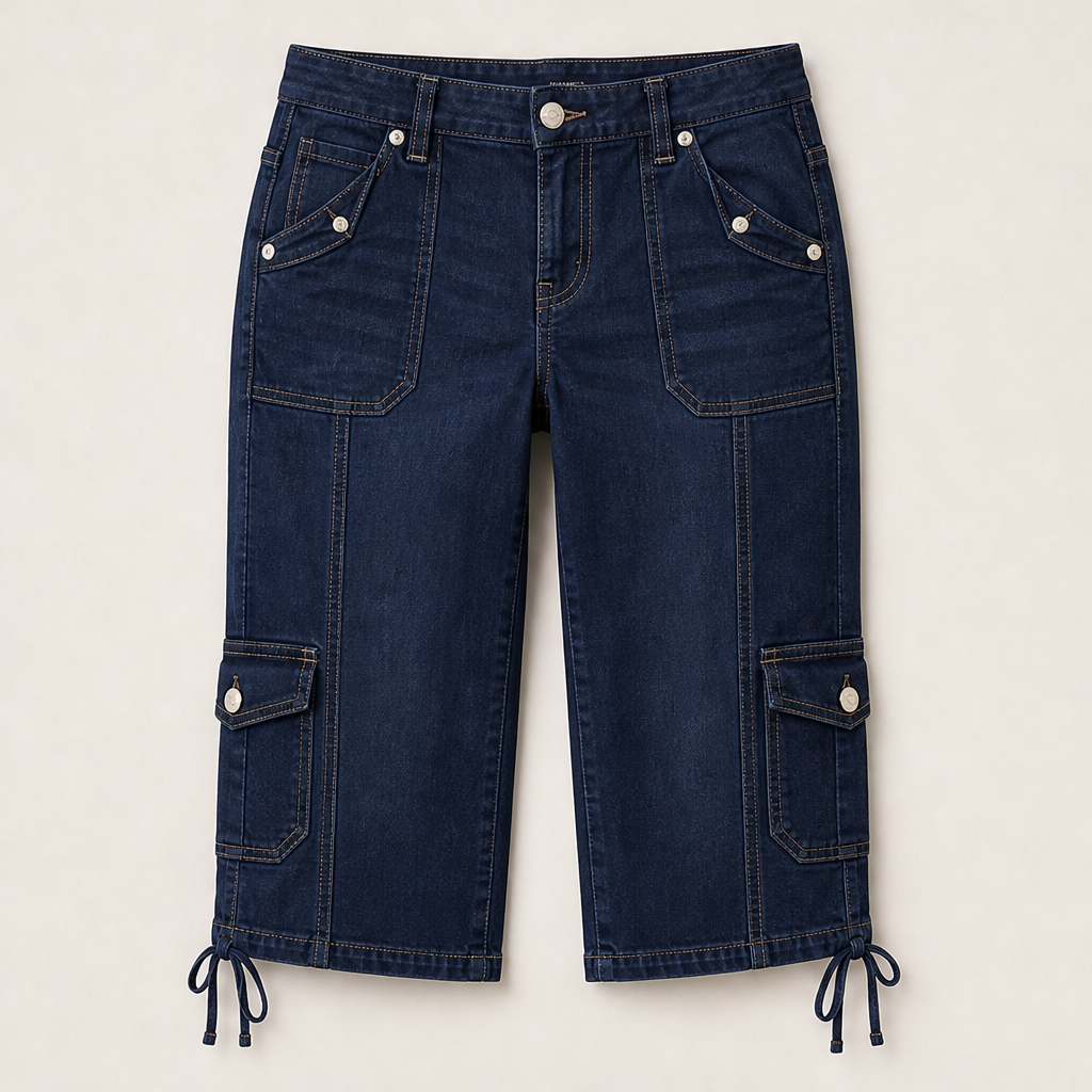 Varonella – Jeans Capri Gamba Dritta con Tasconi Navy