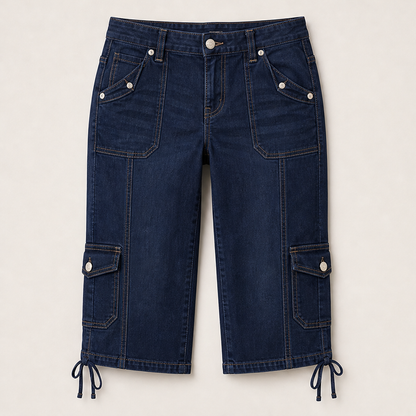 Varonella – Jeans Capri Gamba Dritta con Tasconi Navy
