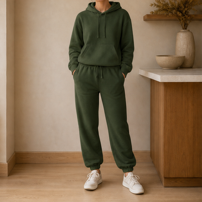 Nuvolina – Set Felpa con Cappuccio e Joggers Olive