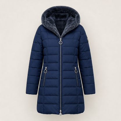 Luania – Piumino Lungo con Cappuccio Oversize Navy