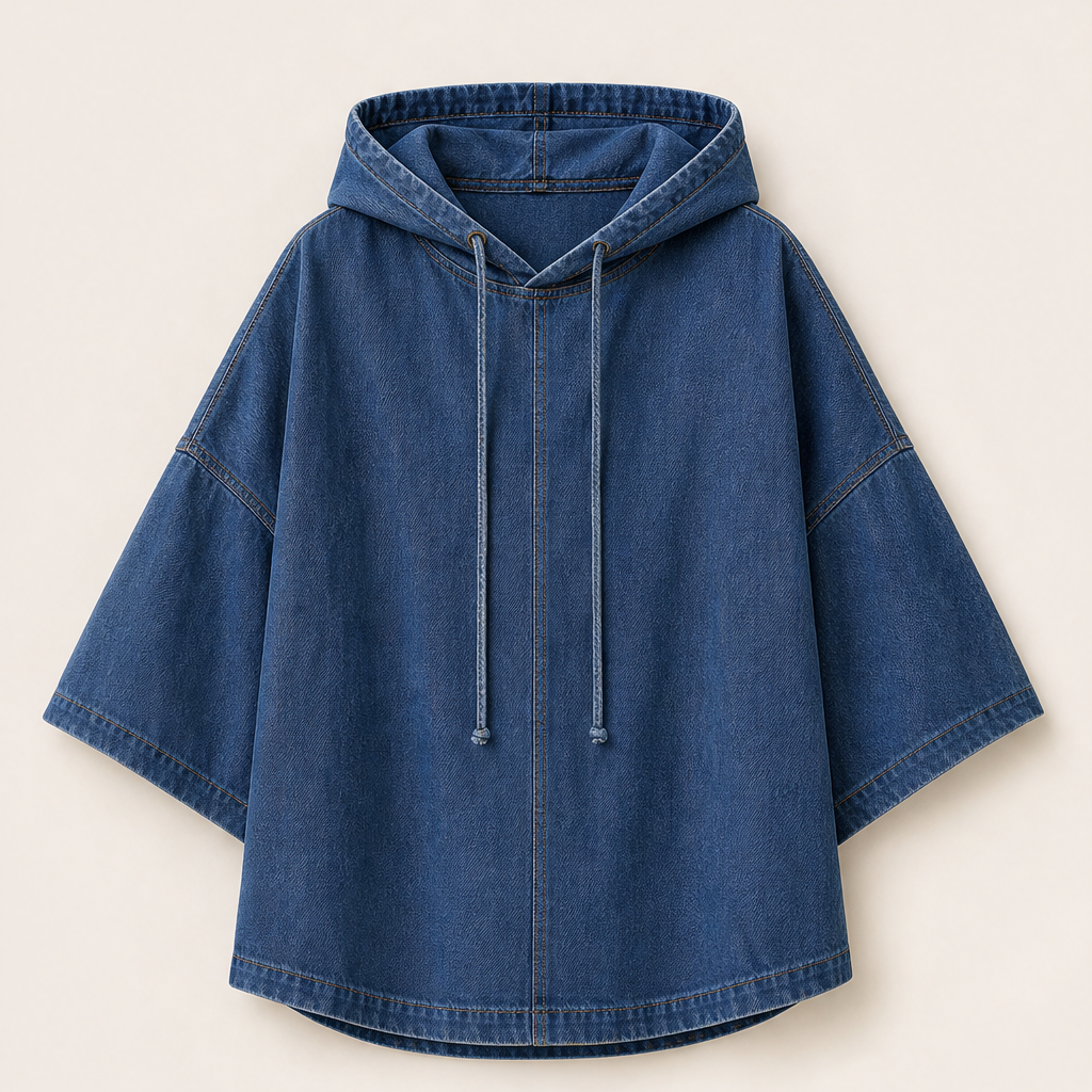 Venadora – Felpa Oversize in Denim con Cappuccio Blue