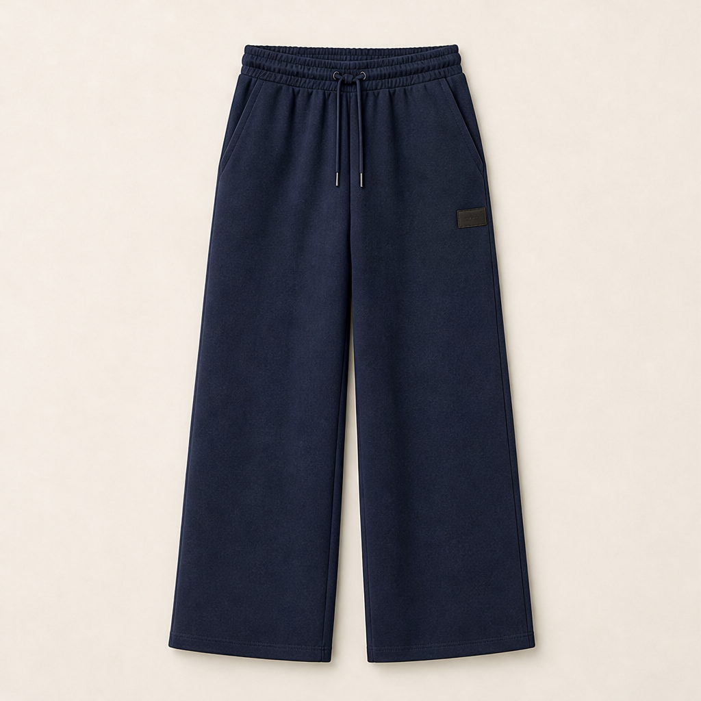 Morelio – Pantaloni Wide Leg in Felpa con Coulisse Navy