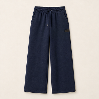 Morelio – Pantaloni Wide Leg in Felpa con Coulisse Navy